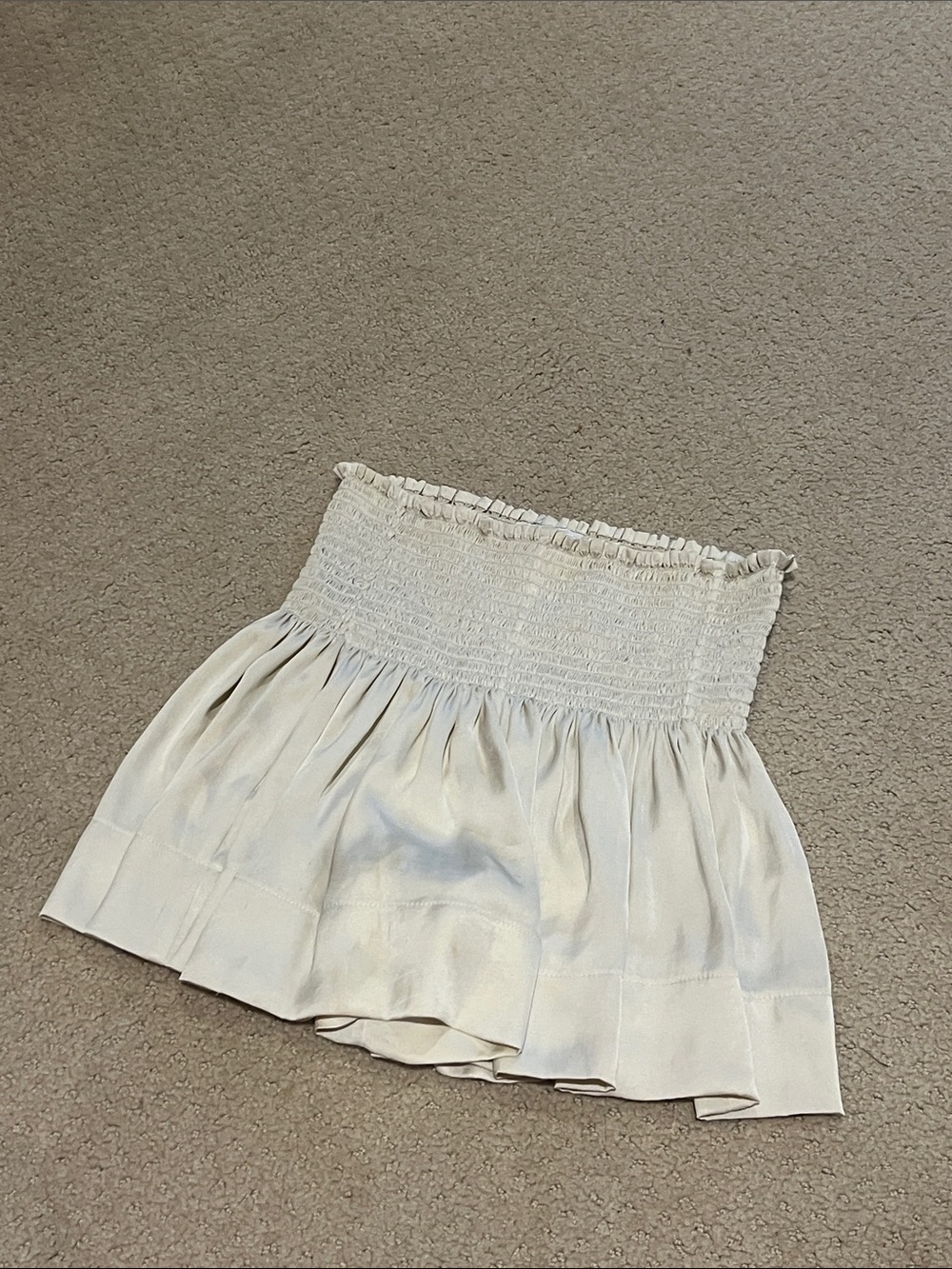 Smocked Waist Cream Mini Skirt
